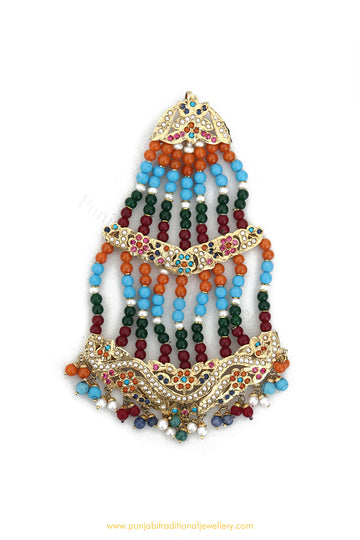 Gold Finished Navratan Jadau Passa By PTJ Exclusive